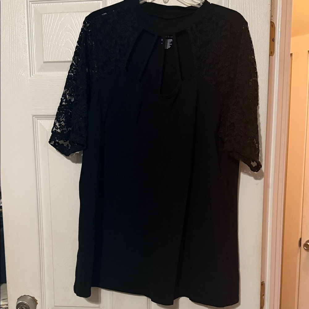 Torrid Black Lace Accent Blouse
